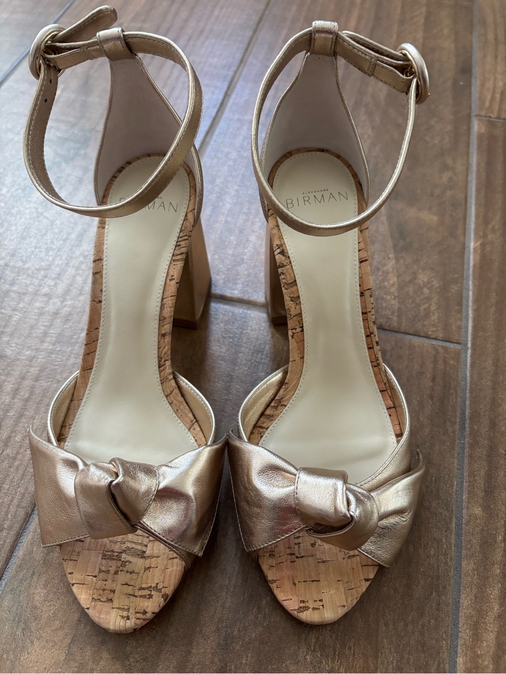 Alexandre Birman Maxi Clarita 75 Block Heel Sandals in the color Golden